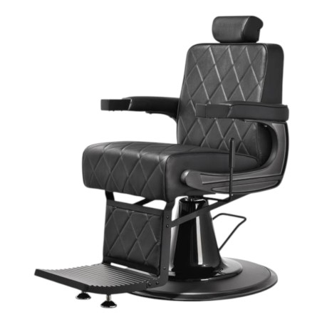 Taito Barber Chair with Black PU Diamond-Stitched Upholstery and Reclining Backrest - Mudi -Mudi -Barber chairs