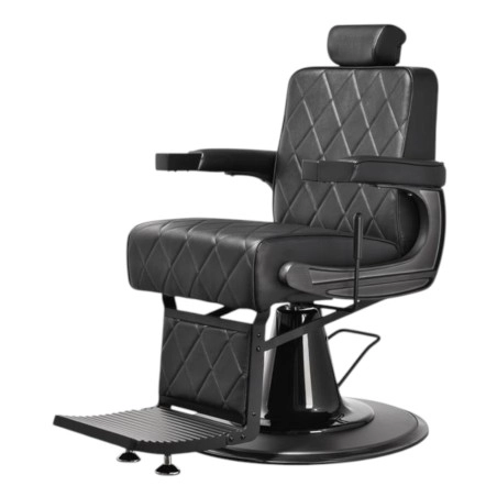 Taito Barber Chair with Black PU Diamond-Stitched Upholstery and Reclining Backrest - Mudi -Weelko -Barber chairs