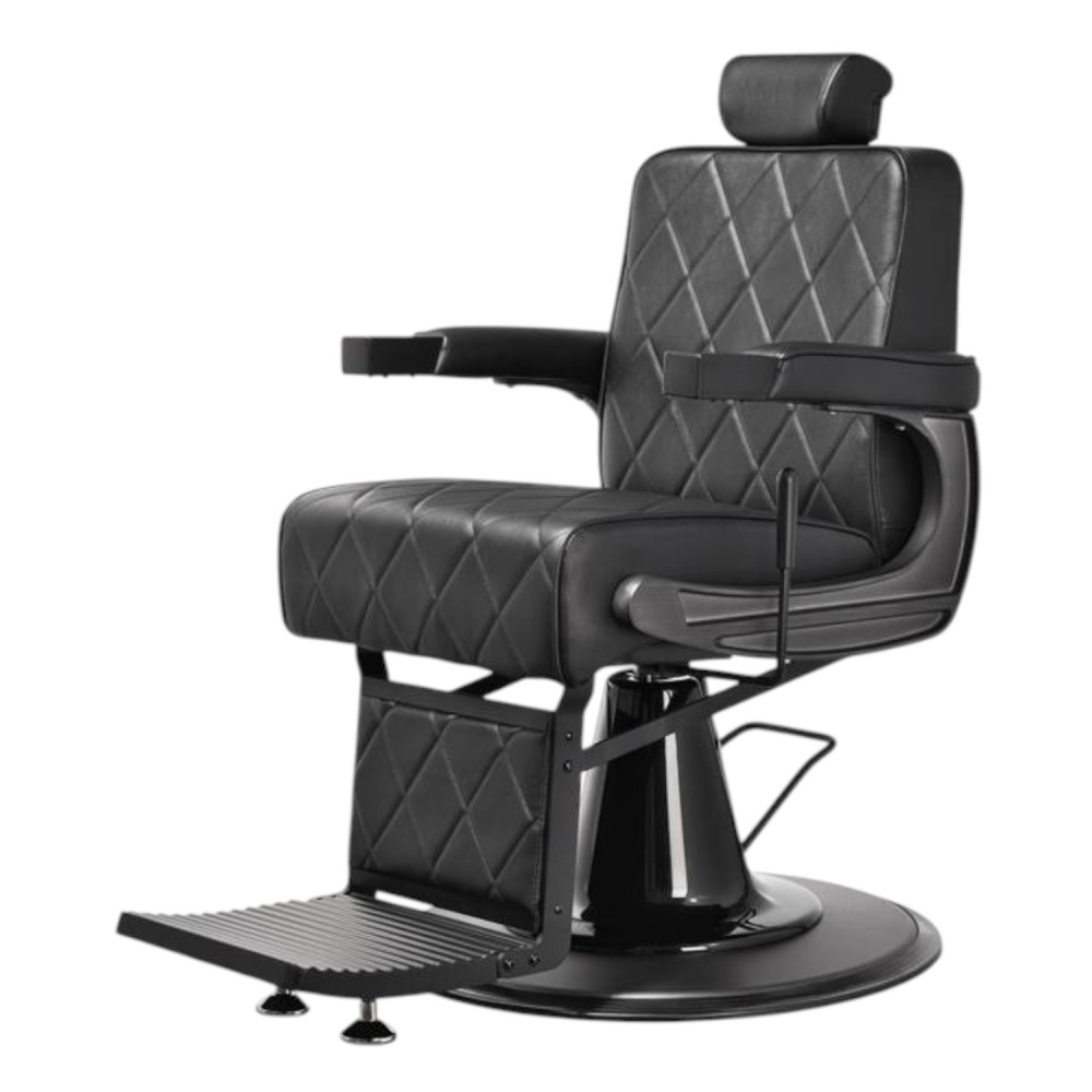Sillón de barbero Taito reclinable tapizado PU negro - Mudi -Mudi -Sillones barbero