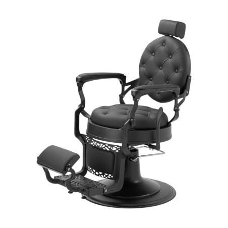 Mack Black Barber Chair with Die-Cast Aluminium Frame and Reclining Backrest — i-Medstetic -i-Medstetic -Barber chairs