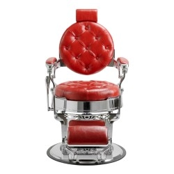 Mack Barber Chair - Red Tufted Upholstery, Die-Cast Aluminium Frame | i-Medstetic -i-Medstetic -Barber chairs