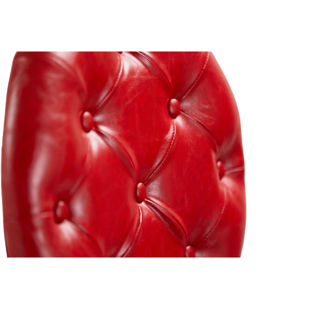 Sillón de barbero Mack Red Silver, tapizado rojo capitoné y estructura de aluminio inyectado - i-Medstetic