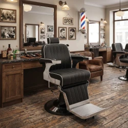 Barberstuhl Corinto Schwarz Silber