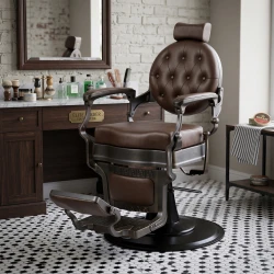 Sillón de Barbero Buzz Black Marrón Vintage