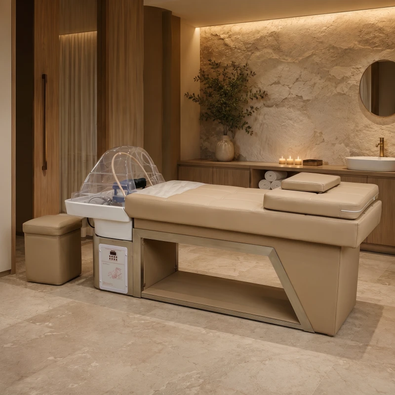 Lavaggio Capelli SPA Aika - Lavatesta in acciaio inox con vapore e luci LED a 7 colori | Weelko