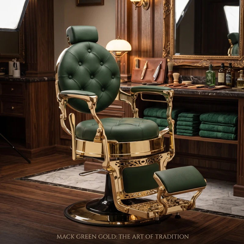 Fauteuil de barbier vert capitonné i-Medstetic