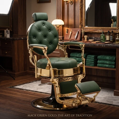 Fauteuil de barbier vert capitonné i-Medstetic