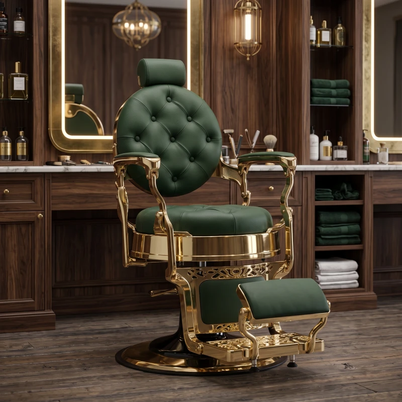 Fauteuil de barbier vert capitonné i-Medstetic
