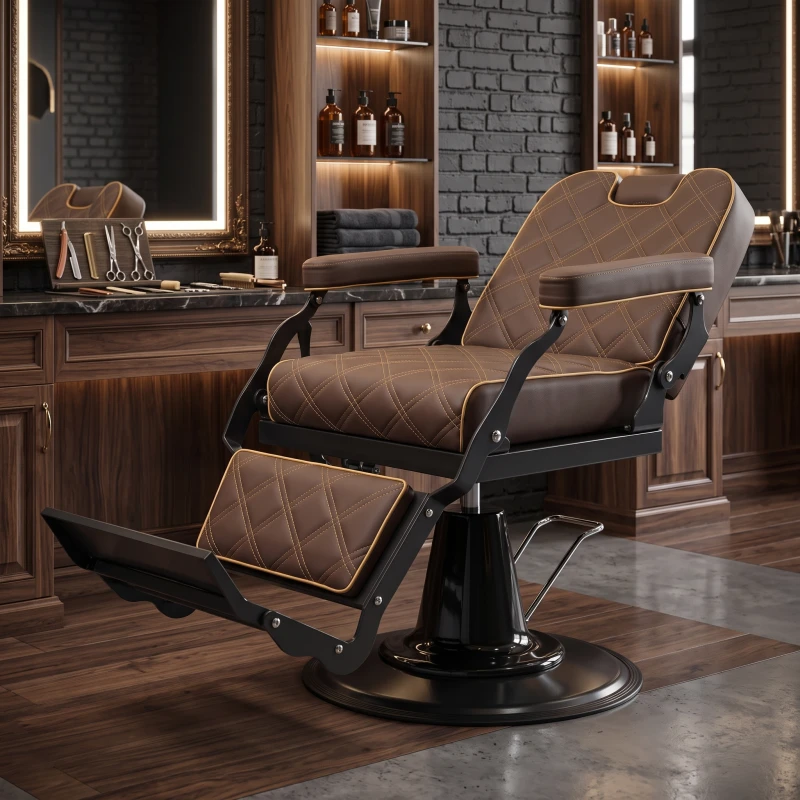 Weelko Brusk Barber Chair with Professional Hydraulic Pump and Reclining Backrest