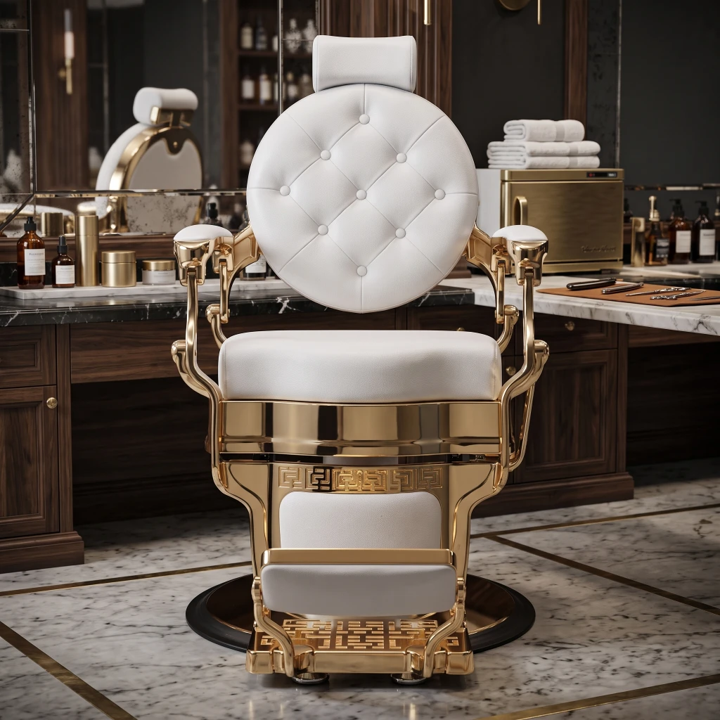 Sillón de Barbero Buzz White Gold Vintage - Weelko