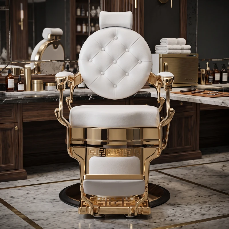 Fauteuil de barbier Buzz White Gold Vintage Weelko