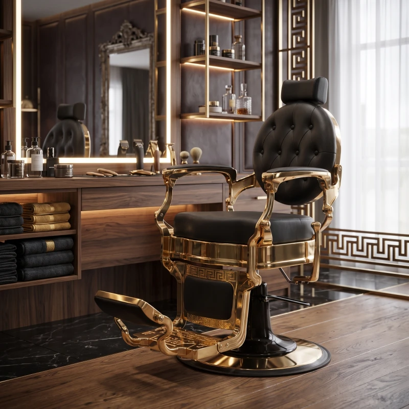Cadeira de Barbeiro Buzz Gold Black – Vintage da Weelko