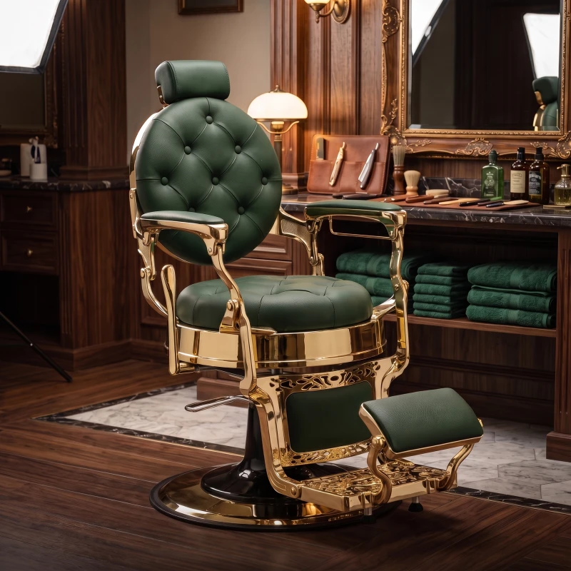 Fauteuil de barbier vert capitonné i-Medstetic
