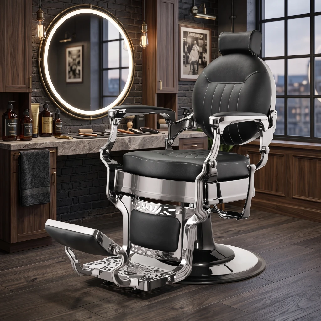 Sillón de Barbero Caesar Mercurio Negro Vintage - Weelko