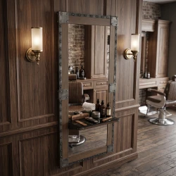 I-Medstetic Barber-Frisiertisch mit Holzfinish und Mittelregal
