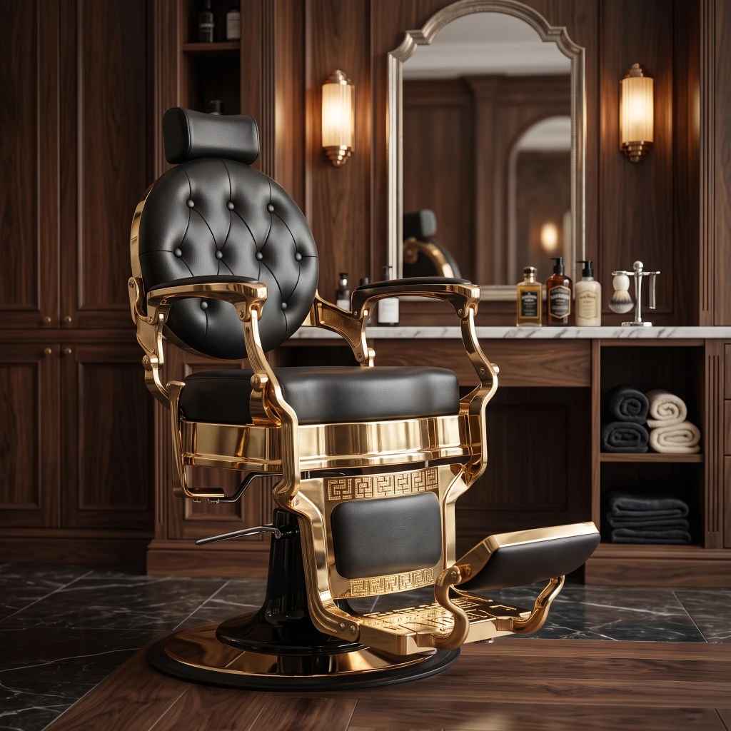 Sillón de barbero vintage gold I-medstetic premium