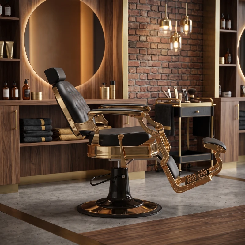 Weelko Barberstuhl Buzz Gold Black Vintage