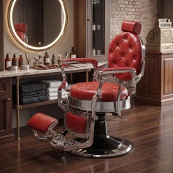 Fauteuil de barbier rouge capitonné i-Medstetic
