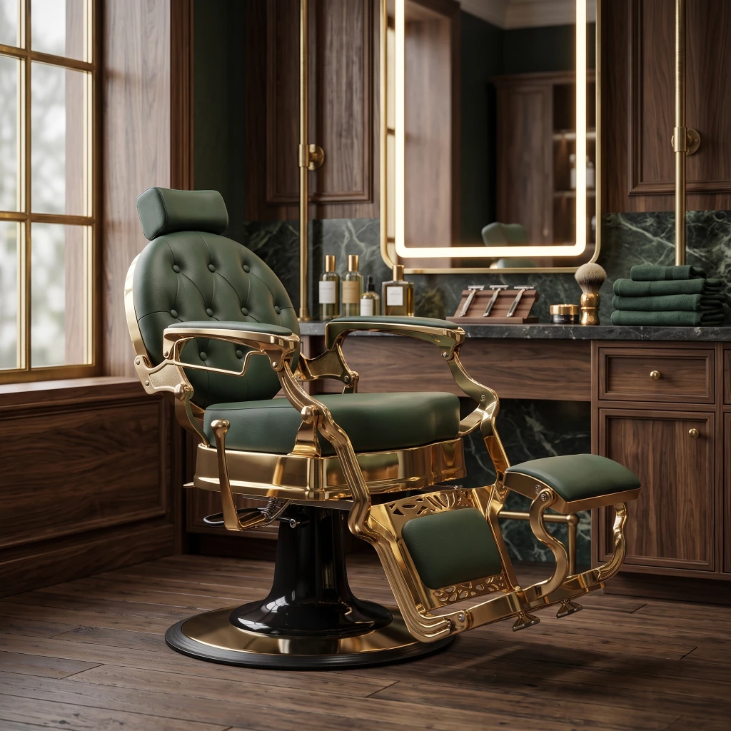Sillón de Barbero Buzz Gold Green Vintage