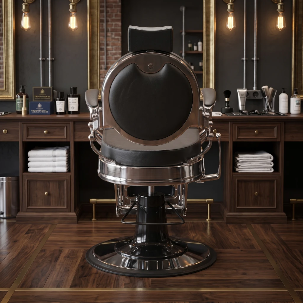 Sillón de Barbero Buzz Silver Black Vintage