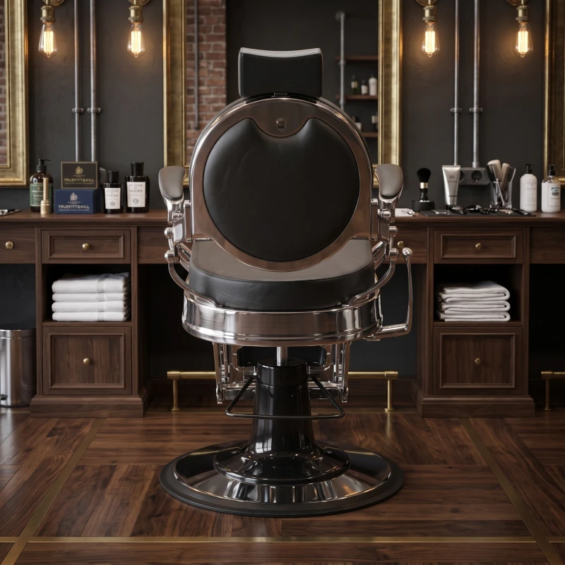 Black and Silver Buzz Vintage Barber Chair by Weelko