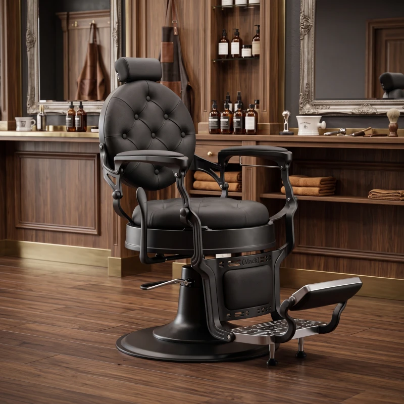 Fauteuil de barbier Mack Black hydraulique verrouillable i-Medstetic