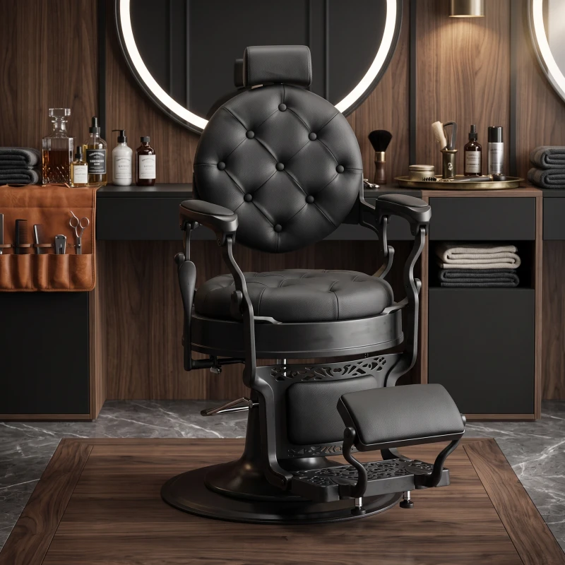 Fauteuil de barbier Mack Black hydraulique verrouillable i-Medstetic