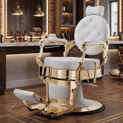 Poltrona da Barbiere Buzz White Gold Vintage Weelko