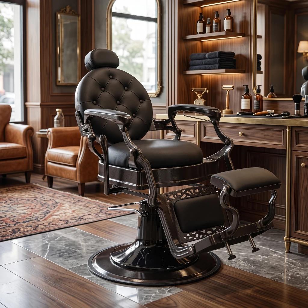 Sillón de Barbero Prestige Negro - Vintage y Moderno | i-Medstetic