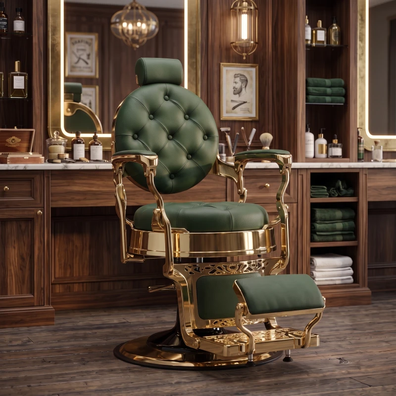 Fauteuil de barbier vert capitonné i-Medstetic
