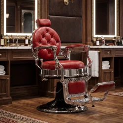 Fauteuil de barbier rouge capitonné i-Medstetic