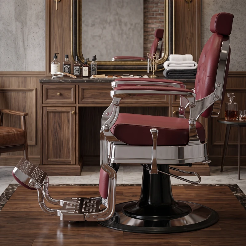 Cadeira de Barbeiro Buzz Silver Burdeus Weelko Vintage