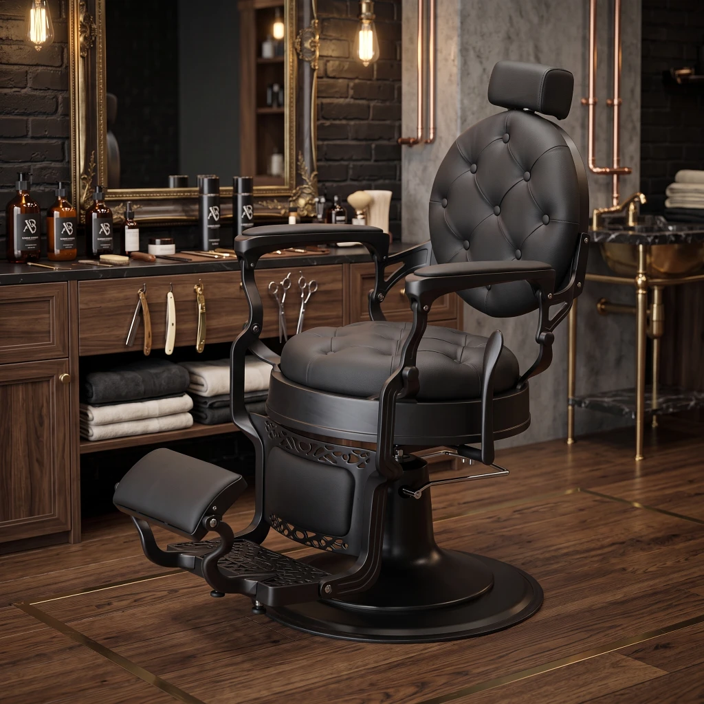 Sillón de barbero Mack Black en aluminio inyectado - i-Medstetic