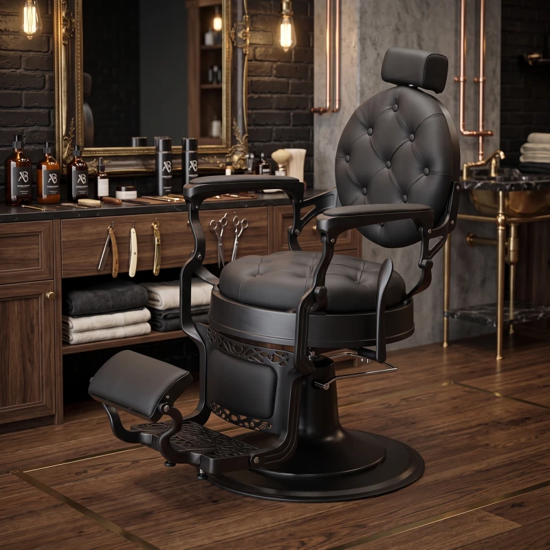 Fauteuil de barbier Mack Black hydraulique verrouillable i-Medstetic