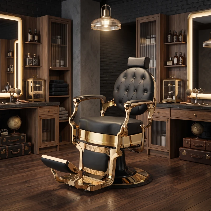 Cadeira de Barbeiro Buzz Gold Black – Vintage da Weelko