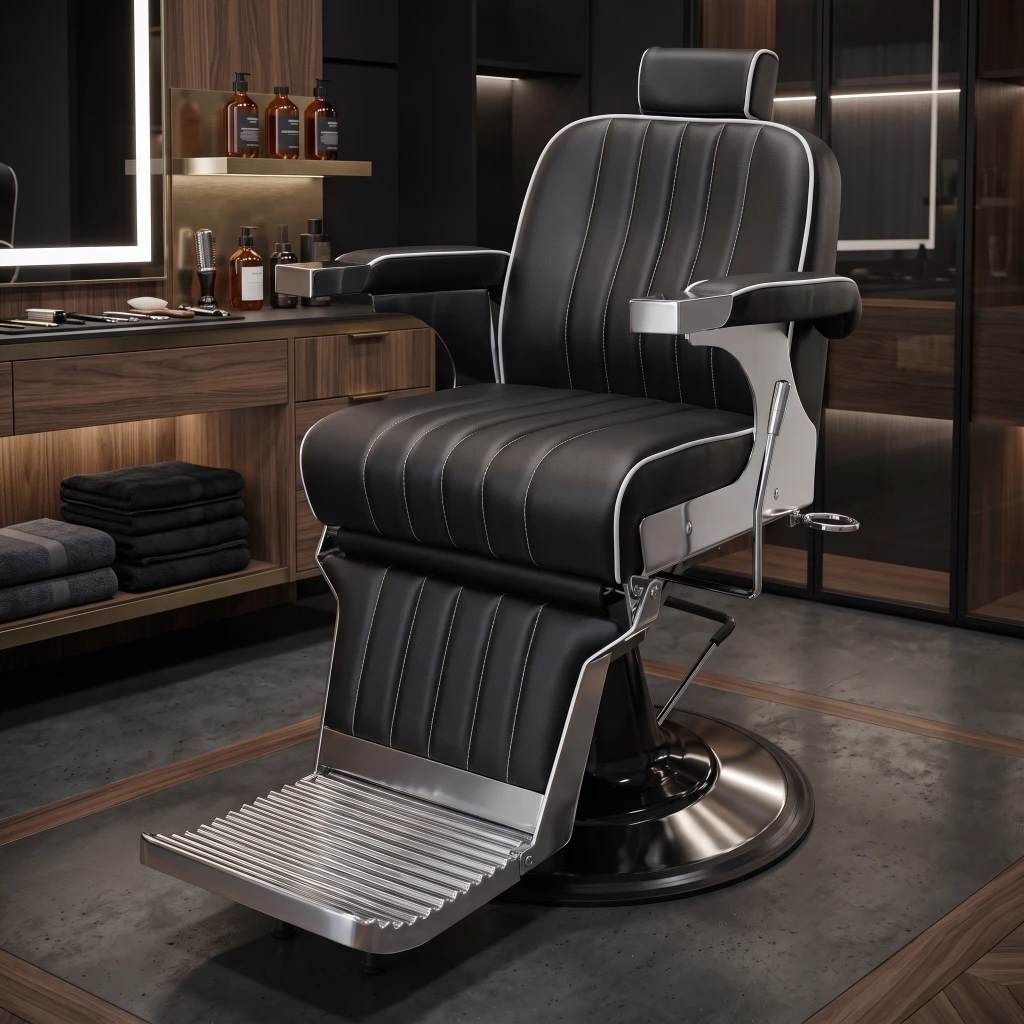 Sillón barbero Corinto negro plata