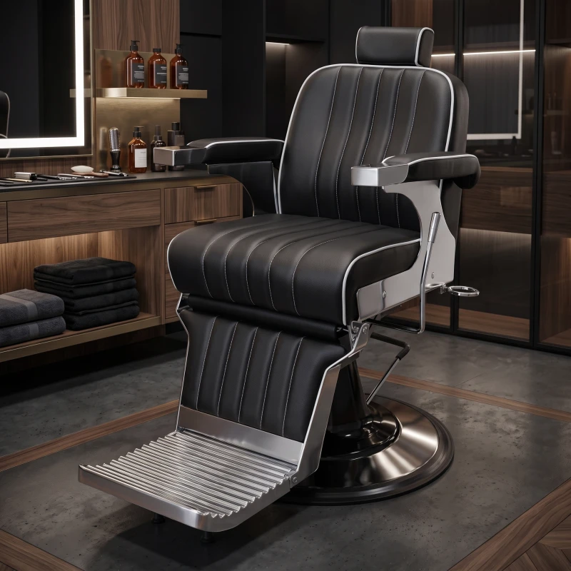 Barberstuhl Corinto Schwarz Silber