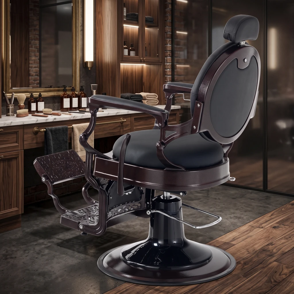 Sillón de Barbero Prestige Negro - Vintage y Moderno | i-Medstetic