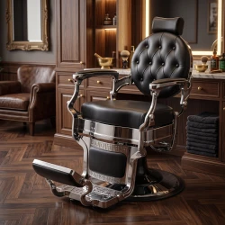 Black and Silver Buzz Vintage Barber Chair by Weelko