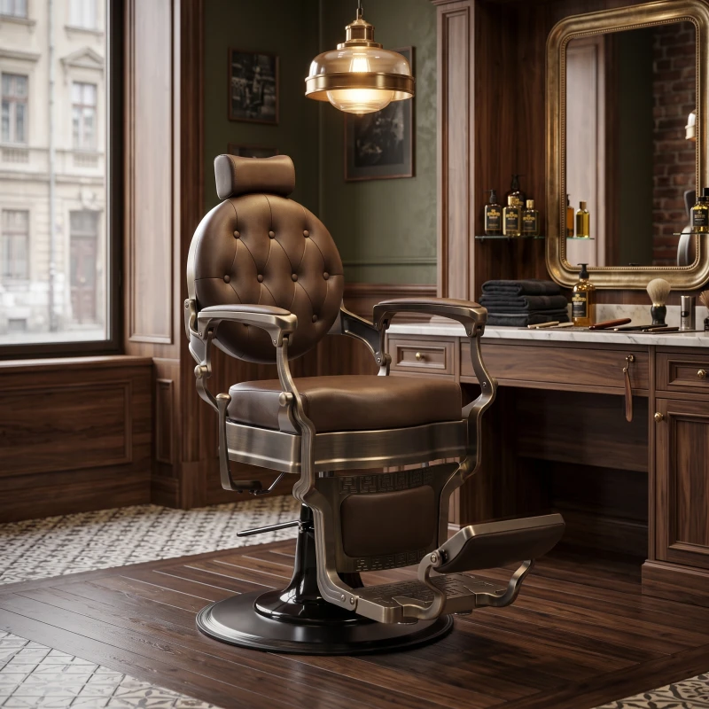 Sedia da barbiere Buzz Bronze Marrone - Vintage - Weelko
