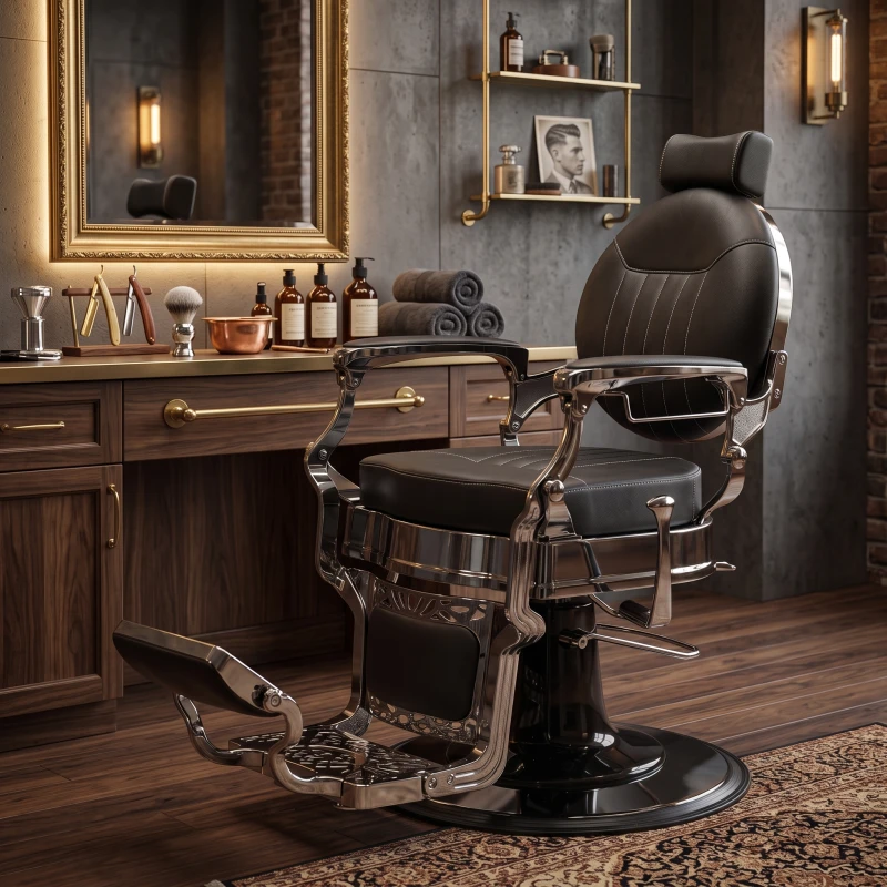 Mige Vintage Barber Chair with Reclining Backrest - i-Medstetic