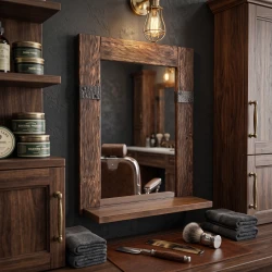 Credenza Rustica vintage in resina poliuretanica su MDF con specchio e mensola - i-Medstetic