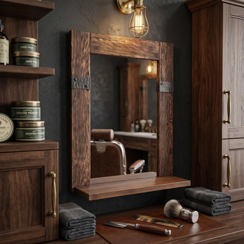 Credenza Rustica vintage in resina poliuretanica su MDF con specchio e mensola - i-Medstetic