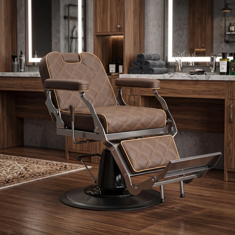 Weelko Brusk Barber Chair with Professional Hydraulic Pump and Reclining Backrest