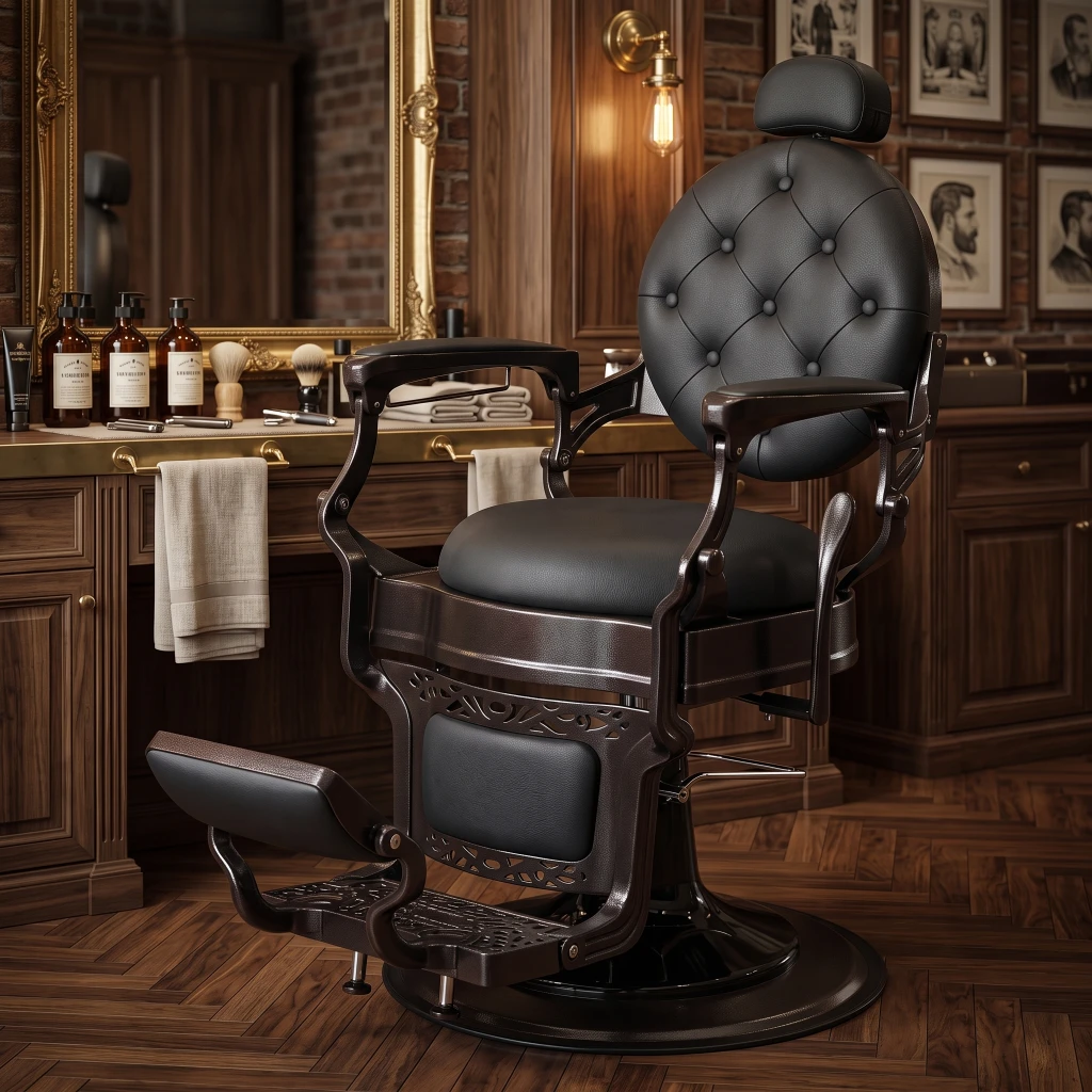 Sillón de Barbero Prestige Negro - Vintage y Moderno | i-Medstetic