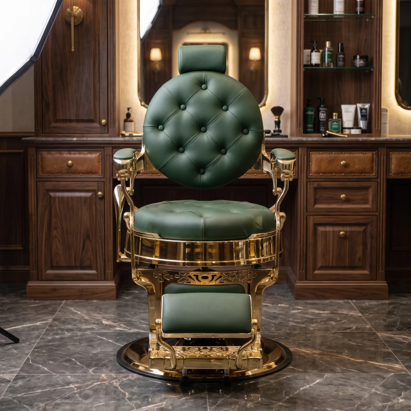 Fauteuil de barbier vert capitonné i-Medstetic
