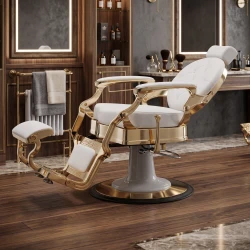 Cadeira de Barbeiro Buzz White Gold Vintage Weelko