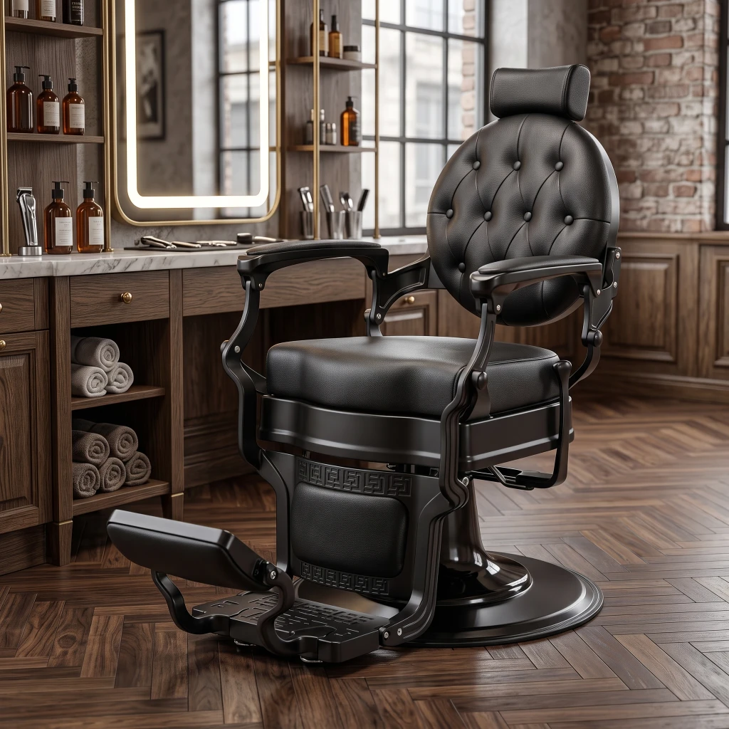 Sillón de Barbero Buzz Black Negro Vintage - Weelko