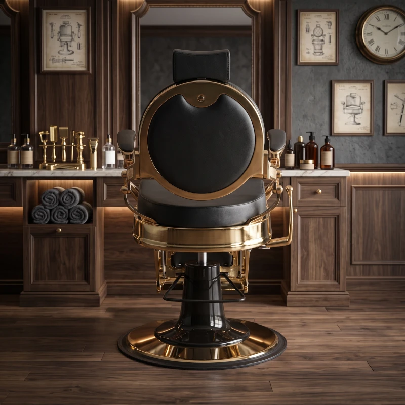 Cadeira de Barbeiro Buzz Gold Black – Vintage da Weelko
