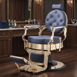 Weelko Barberstuhl Buzz Gold Blue Vintage